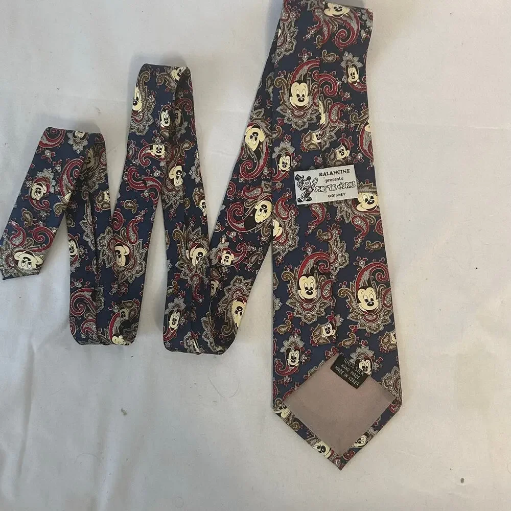 Vintage Disney Mickey Mouse Paisley Silk Tie Balancine The Tie Works